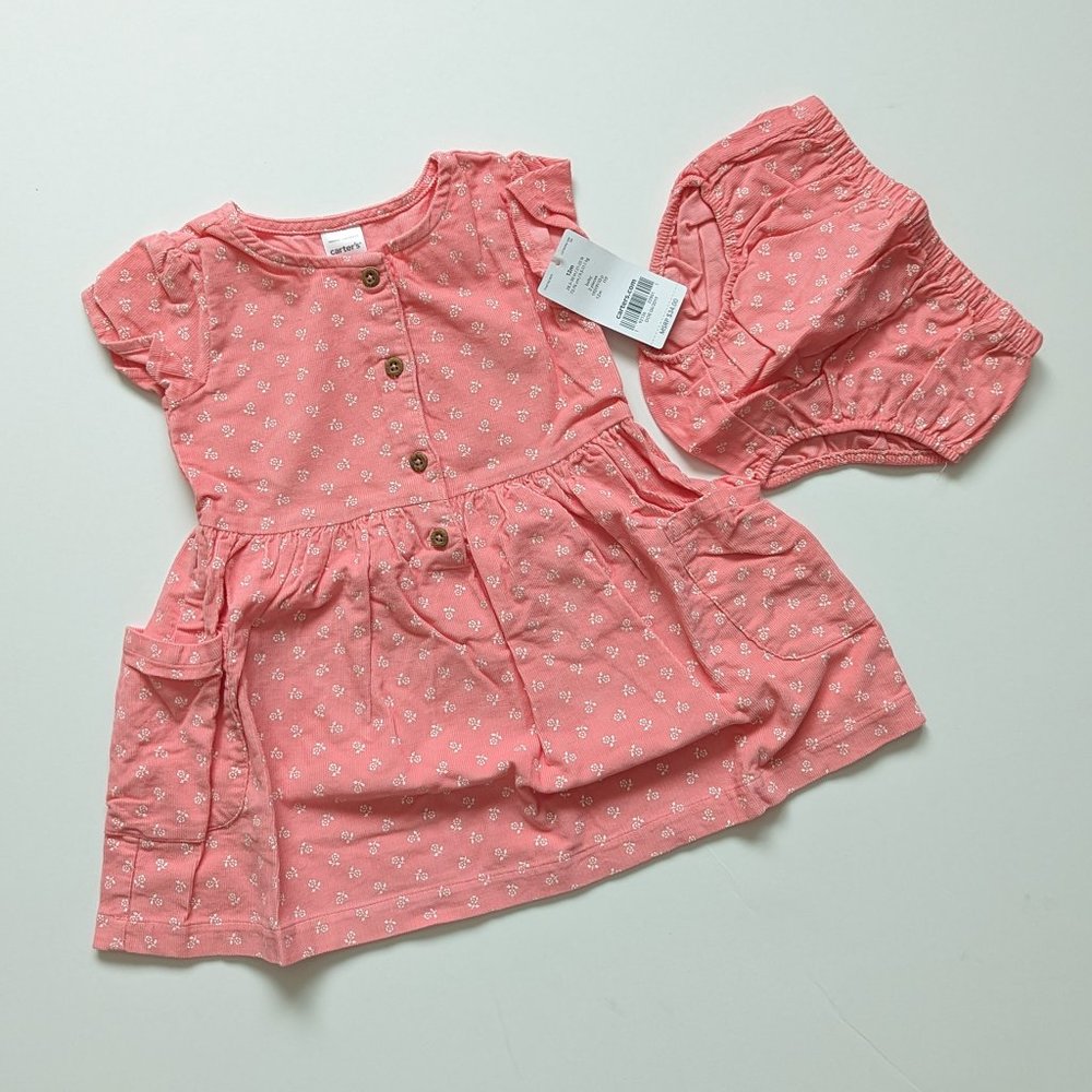 Baby Girls Cotton Floral-Print Corduroy Dress Carter's 12m